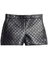 Gucci - Gg Embossed Leather Shorts - Lyst