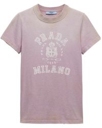 Prada - Logo Printed Crewneck T-Shirt - Lyst