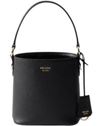 Prada - Saffiano-Leather Mini Bucket Bag - Lyst