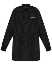 DSquared² - Logo Printed Drawstring Waist Mini Shirt Dress - Lyst