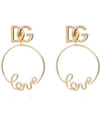 Dolce & Gabbana - Dg-Logo Embellished Hoop Earrings - Lyst