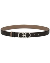 Ferragamo - Knurled Gancini Reversible And Adjustable Belt - Lyst