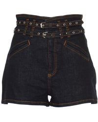 Philosophy Di Lorenzo Serafini - High-Waisted Belted Denim Shorts - Lyst