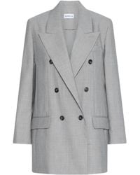 Marella - Double-Breasted Wool And Silk Grisaille Blazer - Lyst