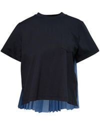 Sacai - Pleated Panel T-Shirt Top - Lyst