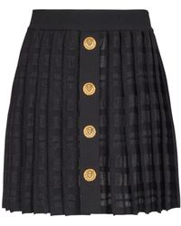 Balmain - Pleated Button Detailed Skirt - Lyst