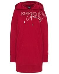 EA7 - Logo Hooded Dress - Lyst