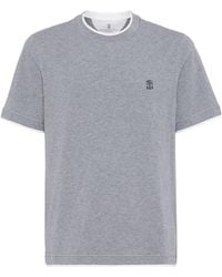 Brunello Cucinelli - Logo Embroidered Layered T-Shirt - Lyst