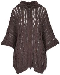 Brunello Cucinelli - Zip-Up Hooded Knitted Cardigan - Lyst