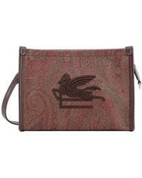 Etro - Paisley Printed Logo Embroidered Clutch Bag - Lyst