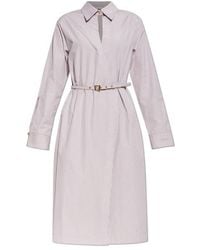 Fendi - Striped Belted Waist Shirt Dress - Lyst