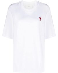 Ami Paris - Ami De Coeur Logo Embroidered Crewneck T-Shirt - Lyst