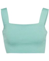 Oscar de la Renta - Ribbed-Knit Silk-Blend Crop Top - Lyst