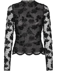 ROTATE BIRGER CHRISTENSEN - Floral Mesh Long-Sleeve Top - Lyst