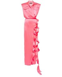 David Koma - Ruffle Satin Wrap Gown - Lyst