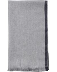 Brunello Cucinelli - Contrast-Trim Frayed Edge Scarf - Lyst