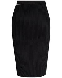 Helmut Lang - Cut-Out Detailed Knit Midi Skirt - Lyst