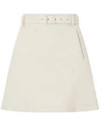 Marni - Belted Striped Leather Mini Skirt - Lyst