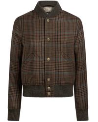 Etro - Wool Bomber Jacket With Peacock Embroidery And Prince Of Wales Motif - Lyst