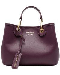 Emporio Armani - Myea Logo-Print Pebbled Tote Bag - Lyst