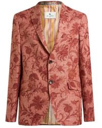 Etro - Single-Breasted Wool-Blend Jacket With Floral Motif - Lyst