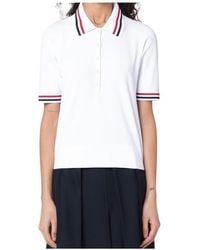 Thom Browne - Rwb Striped Jersey Polo Shirt - Lyst