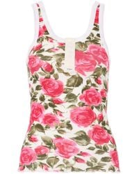 Chloé - Chloé Henley Floral Print Tank Top - Lyst