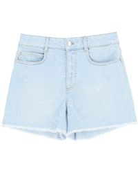 Stella McCartney - Laser Logo Denim Shorts - Lyst