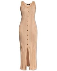 Versace - Ribbed Button-Up Sleeveless Dress - Lyst