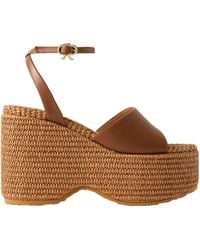 Gianvito Rossi - Leather Platform Wedge Sandals - Lyst