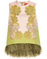 La DoubleJ - Feather-Trim Woven Top - Lyst