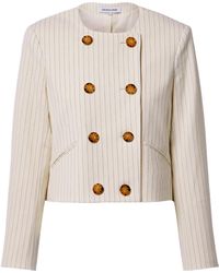 Veronica Beard - Winslow Double-Breasted Pinstriped Jacquard Jacket - Lyst