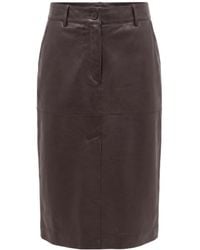 P.A.R.O.S.H. - Panelled Calf Leather Midi Skirt - Lyst