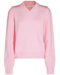 Marni - Ribbed V-Neck Ribbed Jumper - Lyst