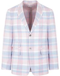 Thom Browne - Plaid-Checked Pattern Tailored Blazer - Lyst