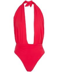 Balmain - Plunge Halterneck Swimsuit - Lyst