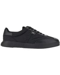 Emporio Armani - Logo-Print Panelled Sneakers - Lyst