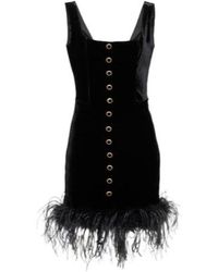 Alessandra Rich - Feather-Trimmed Velvet Minidress - Lyst