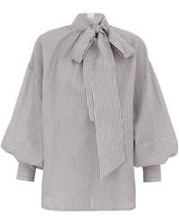 Zimmermann - Striped Balloon-Sleeve Blouse - Lyst