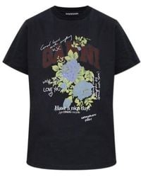 Ganni - Flower Printed T-Shirt - Lyst