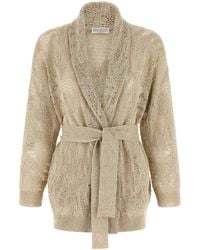 Brunello Cucinelli - Crochet Belted Cardigan - Lyst