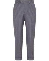 Brunello Cucinelli - Tapered-Leg Wool Trousers - Lyst