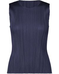 Pleats Please Issey Miyake - Sleeveless Round-Neck Top - Lyst
