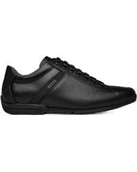 BOSS - Saturn Smooth Low Top Premium Leather Trainers - Lyst