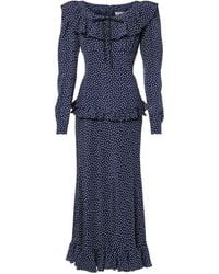 Alessandra Rich - Polka-Dot Printed Silk Maxi Dress - Lyst