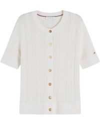 Tommy Hilfiger - Cable-Knit Short-Sleeve Cardigan - Lyst