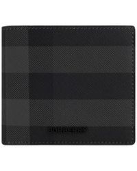 Burberry - Logo Plaque Checked Bi-Fold Wallet - Lyst