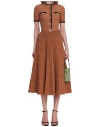 Self-Portrait - Belted Crochet-Knit Midi Dress - Lyst
