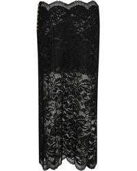 Rabanne - High-Waist Floral Lace Midi Skirt - Lyst