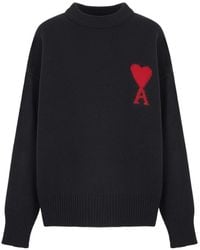 Ami Paris - Ami De Coeur Crewneck Jumper - Lyst